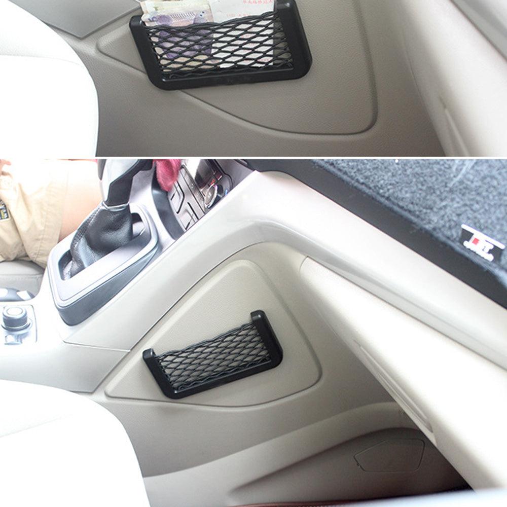 Universal Car Seat Side Storage Nets Resilient Pocket Organizer Car Accessories Products Car Organizer Storage Bag Auto Paste Net Pocket Phone Holder Car Storage Net Black Seat Side Back Storage Net Bag Universal Car Interior Accessories